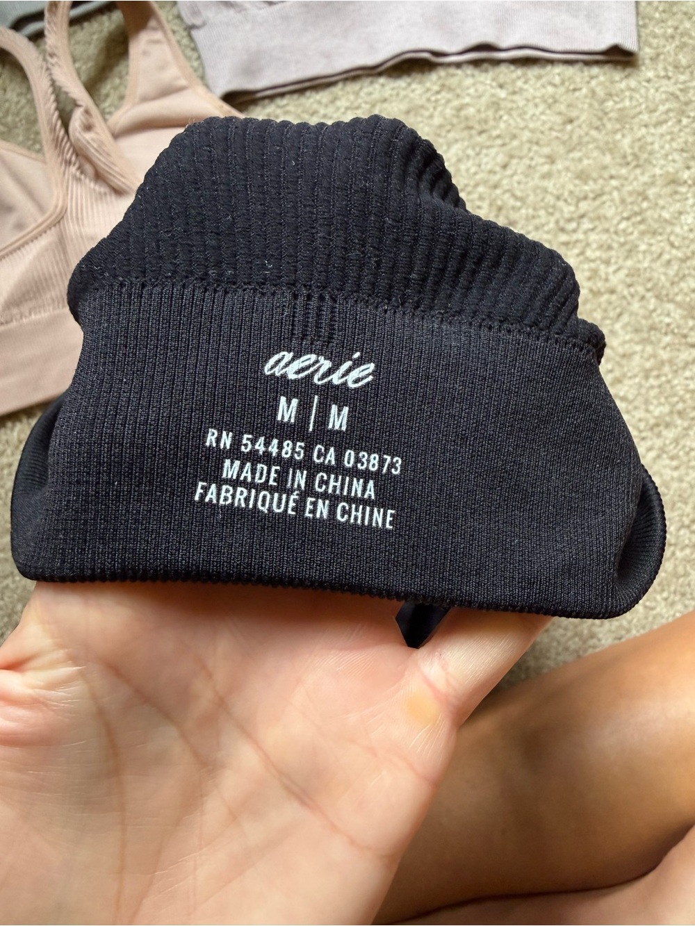 aerie Ribbed Seamless Sports Bra Set - Black, Beige, Nude, Gray - Picture 3 of 6